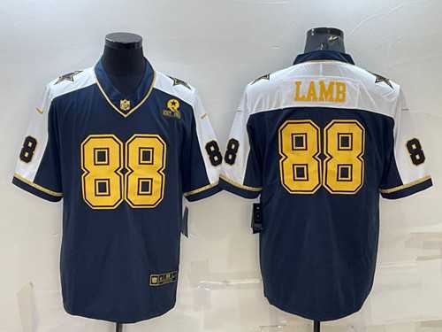 Men's Dallas Cowboys #88 CeeDee Lamb Navy Gold Edition With 1960 Patch Limited Stitched Football Jersey,We sell and wholesale Men's Dallas Cowboys #88 CeeDee Lamb Navy Gold Edition With 1960 Patch Limited Stitched Football Jersey on line form chian!